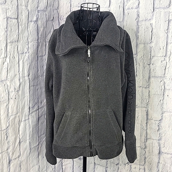 CALVIN KLEIN PERFORMANCE Gray Zip Up Fleece Jacket L/G - Picture 1 of 10